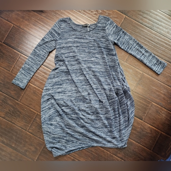 Miracle Berry Long Sleeve Sweater Dress Blue Heather Terry Long Sleeve Large - Picture 8 of 8